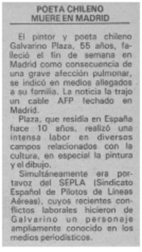 Poeta chileno muere en Madrid.