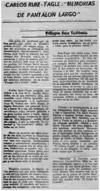 Carlos Ruíz-Tagle; "memorias de pantalón corto"