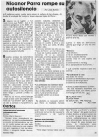 Nicanor Parra rompe su autosilencio