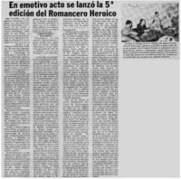 En emotivo acto se lanzó la 5° edición de romancero heroico.