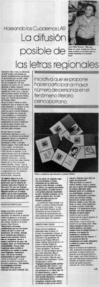 La difusión posible de las letras regionales : [entrevistas]