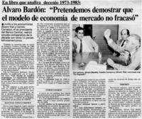 Alvaro Bardon, "Pretendemos demostrar que el modelo de economía de mercado no fracasó".