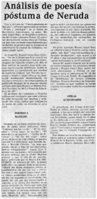 Análisis de poesía póstuma de Neruda.