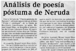 Análisis de poesía póstuma de Neruda.