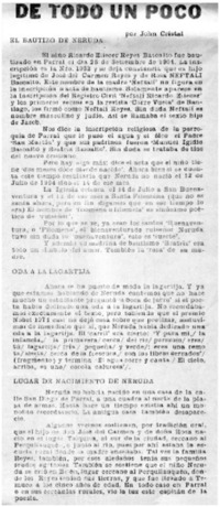 El bautizo de Neruda