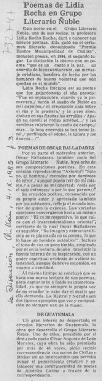 Poemas de Lidia Rocha en Grupo Literario Ñuble.