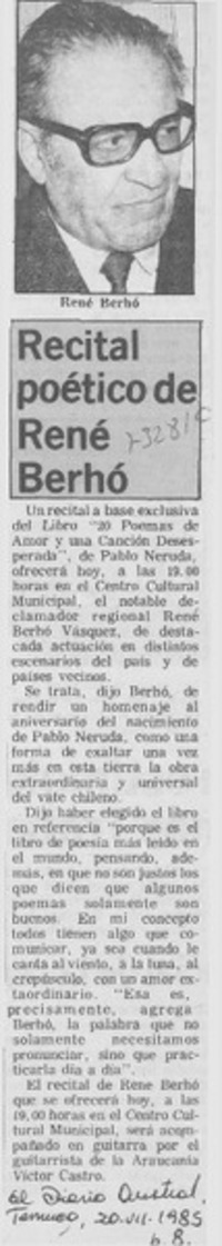 Recital poético de René Berhó.