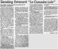 Sieveking estrenará "la comadre lola" : [entrevista]