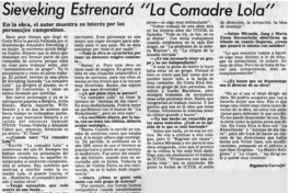 Sieveking estrenará "la comadre lola" : [entrevista]