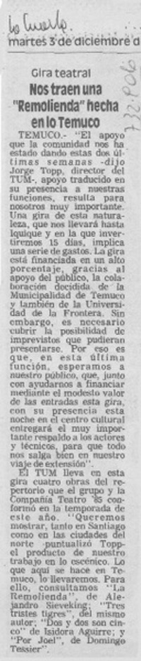 Nos tren una "remolienda" hecha en lo Temuco.