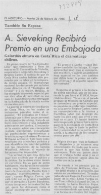 A. Sieveking recibirá Premio en una embajada.
