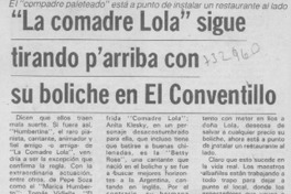 La comadre lola" sigue tirando p'arriba con su boliche en El Conventillo.