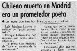 Chileno muerto en Madrid era un prometedor poeta.