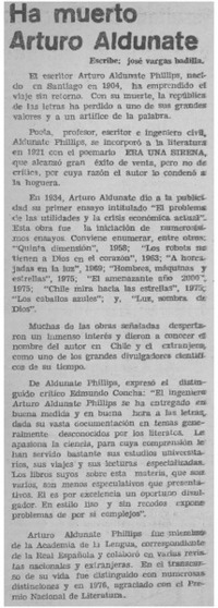 Ha muerto Arturo Aldunate