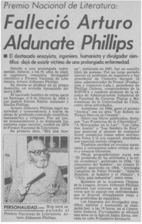 Falleció Arturo Aldunate Phillips.
