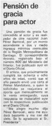 Pensión de gracia para actor.