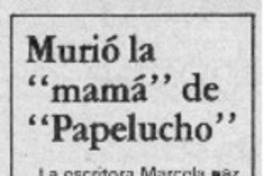 Murió la "mamá" de "Papelucho".