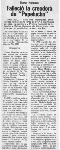 Falleció la cradora de "Papelucho".