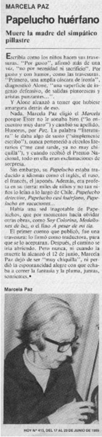 Papelucho huérfano.