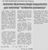 Antonio Skármeta llegó impaciente por estrenar "Ardiente paciencia".