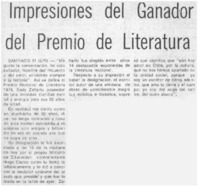 Impresiones del ganador del Premio de Literatura.