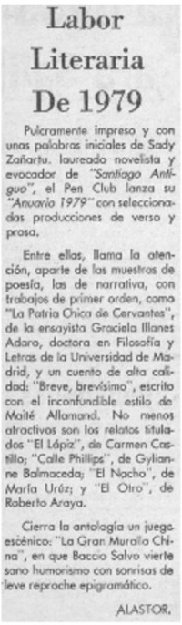 Labor literaria de 1979