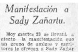 Manifestación a Sady Zañartu.