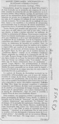 Manuel Torres Marín, "Aproximación al seudónimo literario chileno"