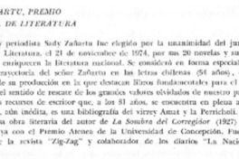 Sady Zañartu, Premio Nacional de Literatura.