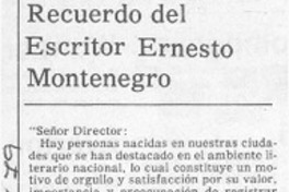 Recuerdo del escritor Ernesto Montenegro