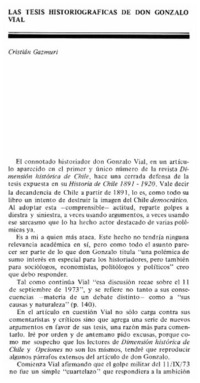Las tesis historiográficas de don Gonzalo Vial