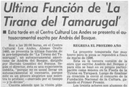 Ultima función de La Tirana del Tamarugal".