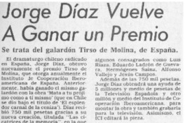 Jorge Díaz vuelve a ganar un premio.