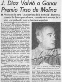 J. Díaz volvió a ganar Premio Tirso de Molina.
