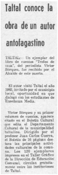 Taltal conoce la obra de un autor antofagastino.