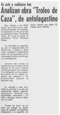 Analizan obra "Trofeo de caza", de antofagastino.