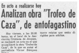 Analizan obra "Trofeo de caza", de antofagastino.