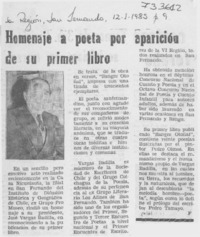 Homenaje a poeta por aparición de su primer libro