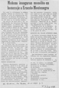 Mañana inauguran monolito en homenaje a Ernesto Montenegro.