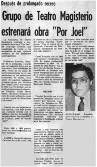 Grupo de teatro magisterio estrenará obra "Por Joel".