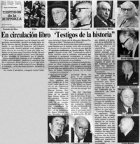 En circulación libro "Testigos de la historia".