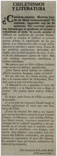 Chilenismos y litertura.