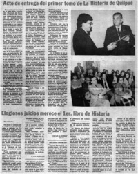 Acto de entrega del primer tomo de La historia de Quilpué.