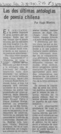 Las dos últimas antologías de poesía chilena