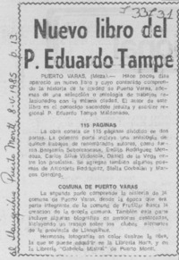 Nuevo libro del P. Eduardo Tampe
