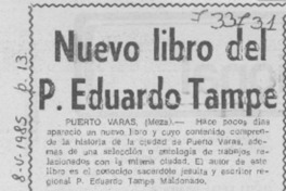 Nuevo libro del P. Eduardo Tampe