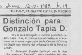 Distinción para Gonzalo Tapia D.