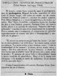 Enrique Gray:"Sonetos del francotirador"