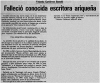 Falleció conocida escritora ariqueña.