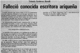 Falleció conocida escritora ariqueña.